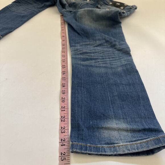 Miss Me Jeans Boyfriend Capri Thick Stitch Rhinestone Embroidered 28 Flap Pocket - Picture 10 of 13